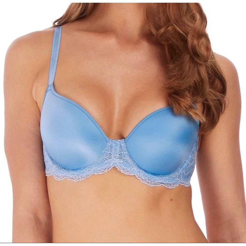 Wacoal 853256 Lace Affair Contour Bra Foam Padded Underwire Size 36B‎ Blue